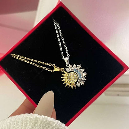 Collar Dúo Sol Y Luna Eclipse+Caja de Regalo