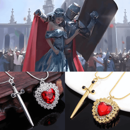 Collar Corazon y Espada Duo Pareja (2x1)