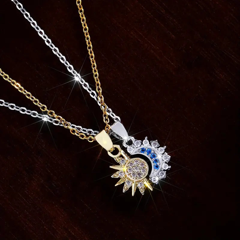 Collar Dúo Sol Y Luna Eclipse+Caja de Regalo